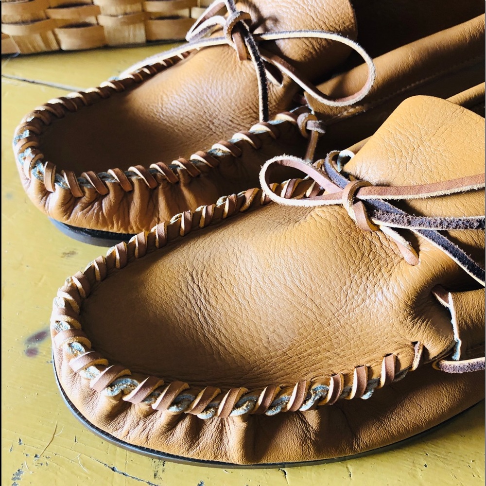 New Old Stock Vintage Leather Hard Sole Moccasins Unisex
